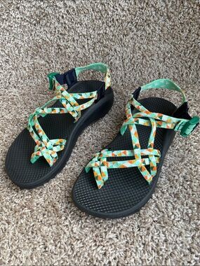 Chaco Women’s Z/Cloud X2 Outdoor Sandals in Mint Green and Orange size 8